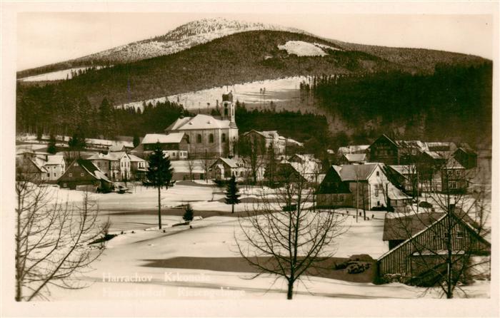 Harrachov Harrachsdorf CZ Ortsansicht mit Kirche Winterlandschaft