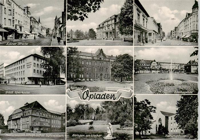 Opladen Leverkusen Strassenpartien Landratsamt Sparkasse Rathaus Goetheplatz Gym