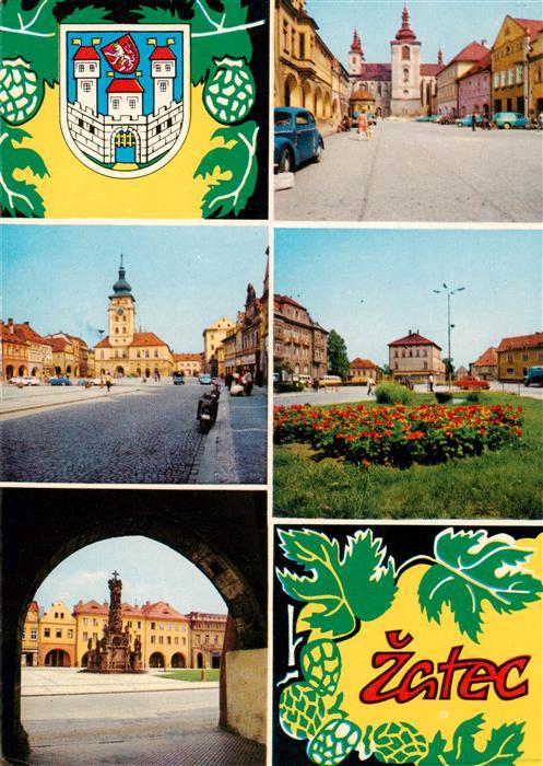 Zatec Saaz CZ Motive Stadtzentrum Platz Rathaus