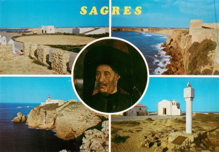 Sagres Algarve PT Portrait Prince Henri the navigator Kuestenpanorama Steilkuest