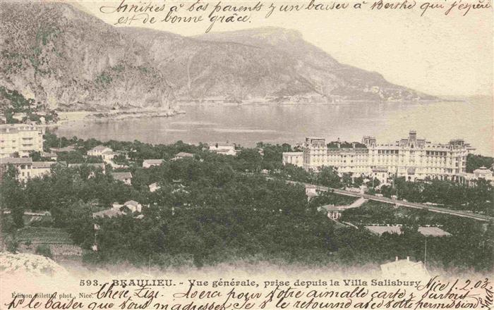 Beaulieu -sur-Mer 06 Alpes-Maritimes Vue générale prise depuis la Villa Salisbur
