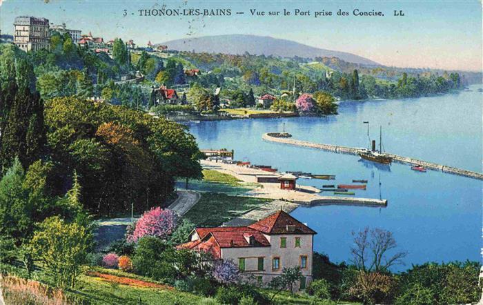 Thonon-les-Bains 74 Haute-Savoie Vue sur le port prise des Concise