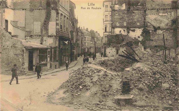 LILLE 59 Nord Rue de Roubaix Trümmer Westlicher Krieg