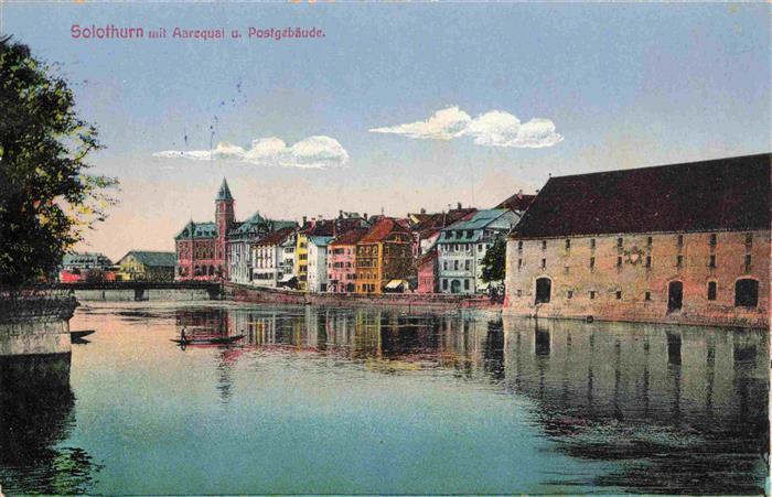Solothurn Soleure SO Aare-Quai und Postgebaeude