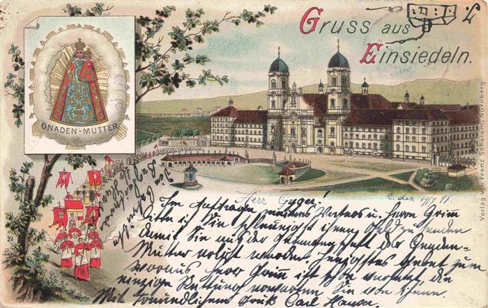 Einsiedeln  SZ Kloster Gnadenmutter Kuenstlerkarte