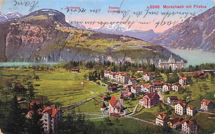 Morschach SZ Panorama Blick gegen Pilatus