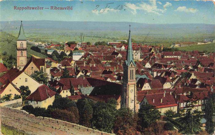 Rappoltsweiler Ribeauville 68 Elsass Haut-Rhin Ortsansicht mit Kirche