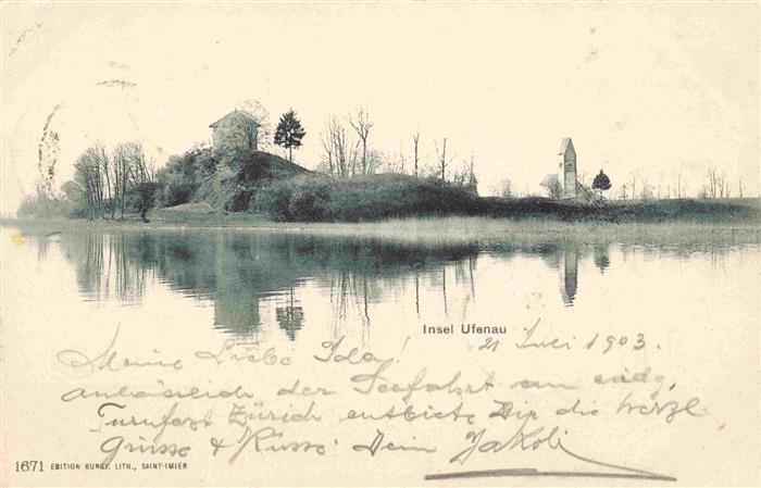 Ufenau Ufnau Insel Zuerichsee SZ Ansicht vom See aus Kirche