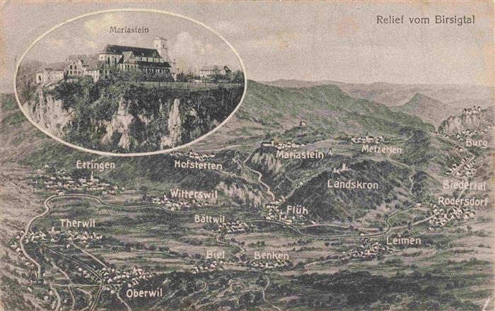 Therwil BL Relief vom Birsigtal Mariastein