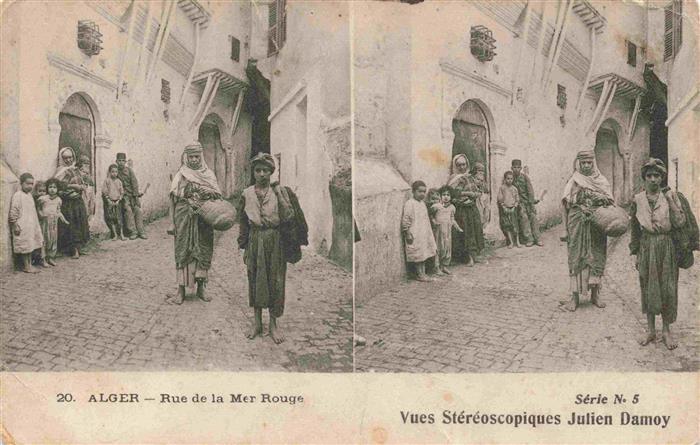 ALGER Algier Algerie Rue de la Mer Rouge Série No 5 Vues Stéréoscopiques Julien