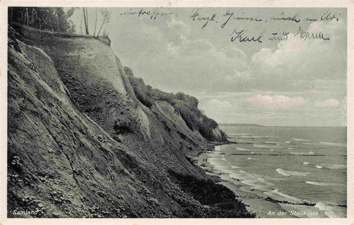 Samland Gross-Dirschkeim Donskoje Kaliningrad RU Steilkueste Kuestenpanorama