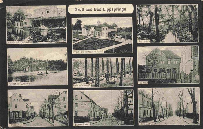 BAD LIPPSPRINGE Teilansichten Kurhaeuser Villa Strassenpartien Schwanenteich