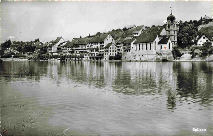 Eglisau ZH Blick ueber den Rhein zur Stadt
