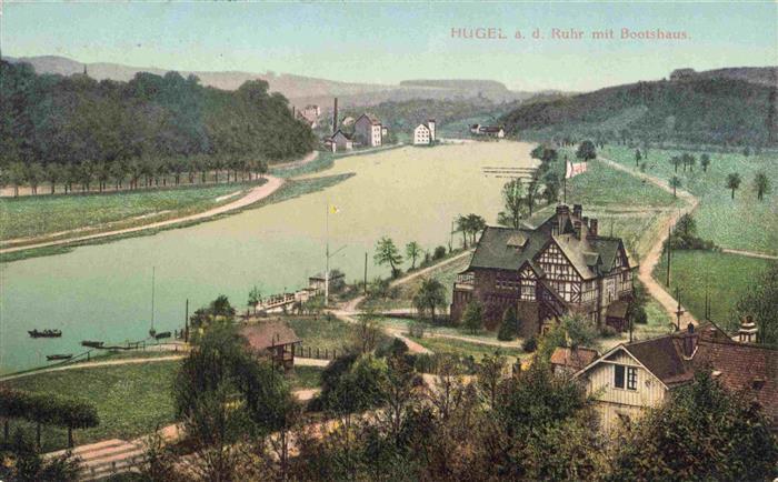 Huegel Ruhr Essen Panorama mit Bootshaus