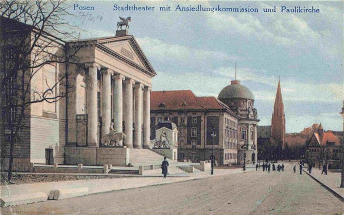 Posen POZNAN PL Stadttheater mit Ansiedlungskommission und Paulikirche
