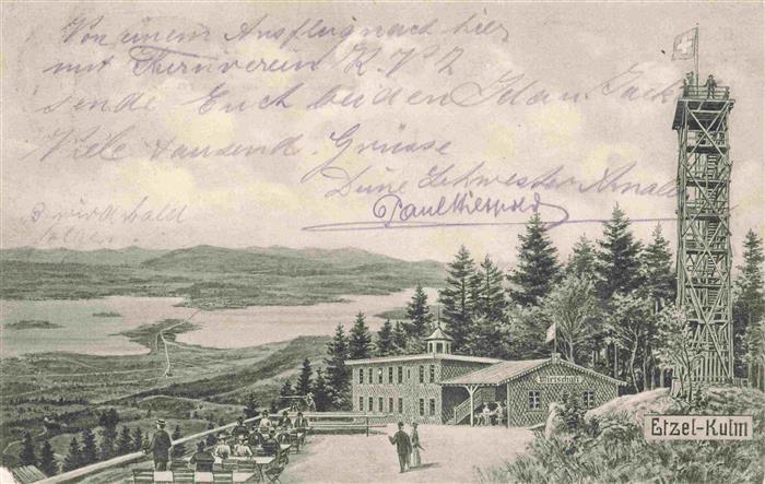 Etzel-Kulm 1098m SZ Bergwirtschaft Aussichtsturm Fernsicht