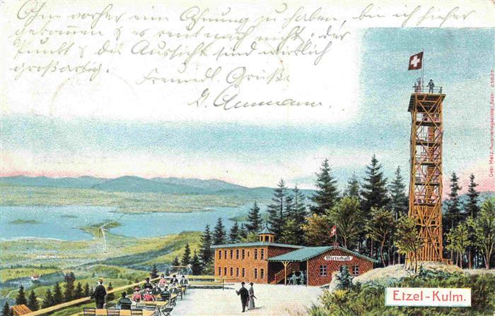 Etzel-Kulm 1098m SZ Bergwirtschaft Aussichtsturm Fernsicht Seeblick Zuerichsee