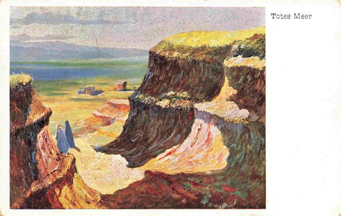 Totes Meer Dead Sea Israel Kuenstlerkarte Gemaelde von Prof. Franz Kienmayer