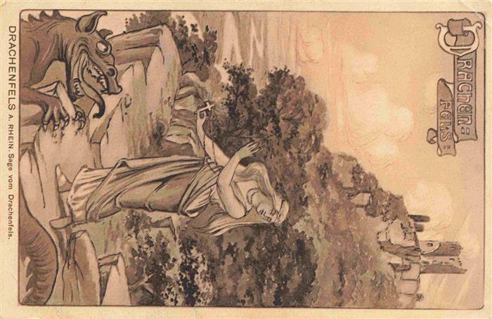 Koenigswinter Drachenfels Ruine Sage Kuenstlerkarte