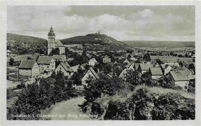 Sandbach  Odenwald Breuberg Hessen Panorama mit Burg Breuberg