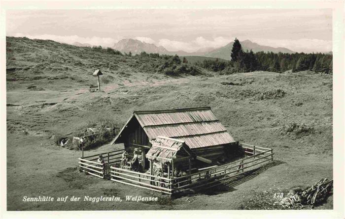 Weissensee Kaernten AT Sennhuette auf der Naggleralm