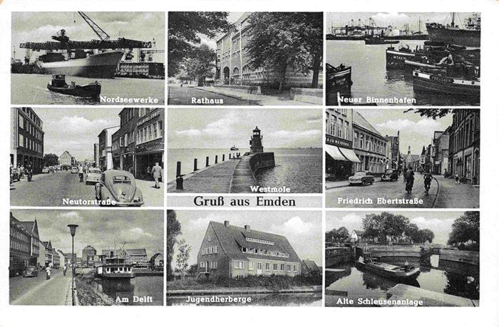 EMDEN Ostfriesland Nordseewerke Strassenpartie Innenstadt Am Delft Rathaus Binn