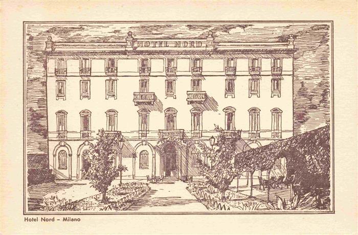 MILANO Mailand IT Hotel Nord Zeichnung Kuenstlerkarte