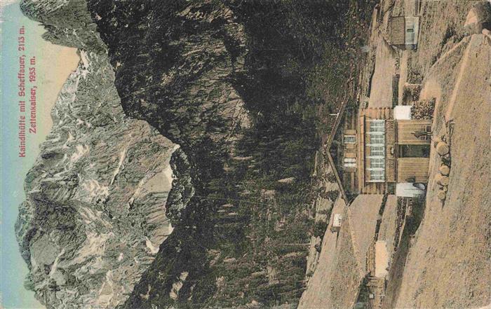 Kaindlhuette 1318m Steinberg Kufstein AT mit Scheffauer und Zettenkaiser