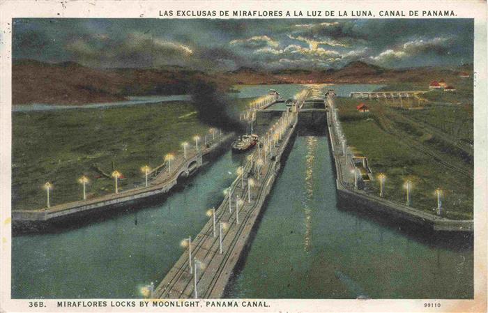 Panama Canal Panama Miraflores Locks by Moonlight