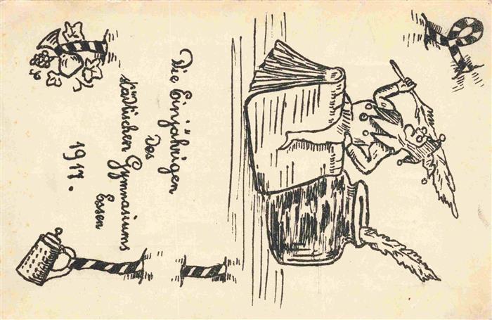 Essen Ruhr Die Einjaehrigen des staedt Gymnasiums Essen 1917 Zeichnung