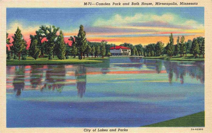 Minneapolis Minnesota Camden Park and Bath House Illustration