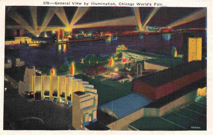 CHICAGO Illinois USA World's Fair General view by illumination Illustration