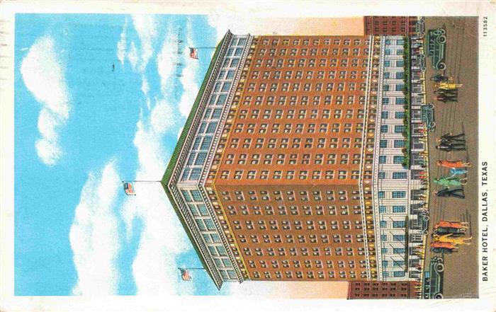 Dallas Texas USA Baker Hotel Illustration