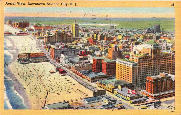 Atlantic City New Jersey USA Downtown aerial view Illustration