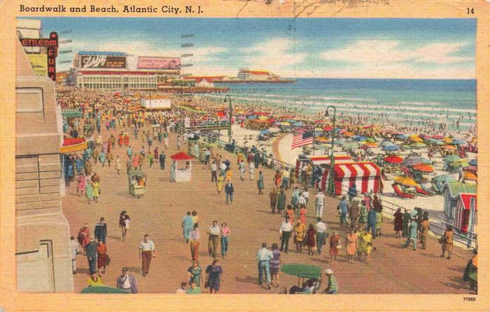 Atlantic City New Jersey USA Boardwalk and beach Illustration