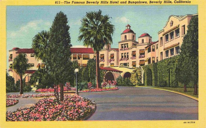 Beverly Hills California USA The famous Beverly Hills Hotel and Bungalows Illust