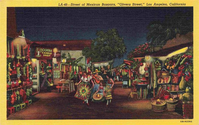 LOS ANGELES California USA Street of Mexican Bazaars Olvera Street Illustration