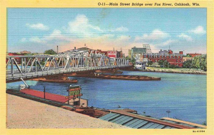 Oshkosh Wisconsin USA Main Street Bridge over Fox River Illustration