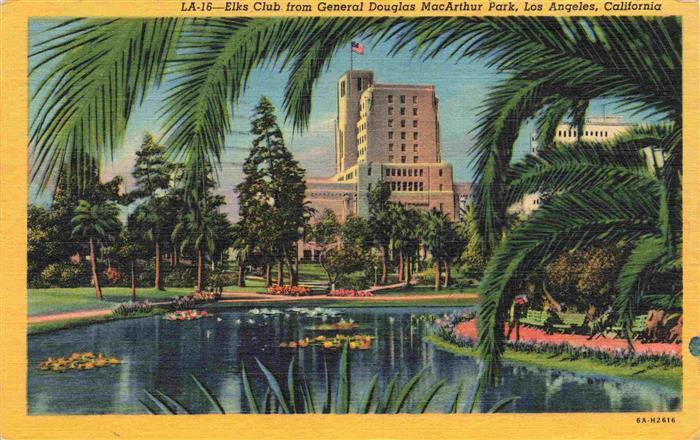 LOS ANGELES California USA Elks Club from General Douglas MacArthur Park Illustr