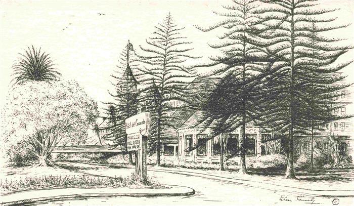 Coronado California USA Hotel del Coronado Zeichnung Kuenstlerkarte