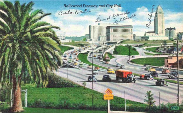 HOLLYWOOD  Los Angeles California USA Hollywood Freeway and City Hall