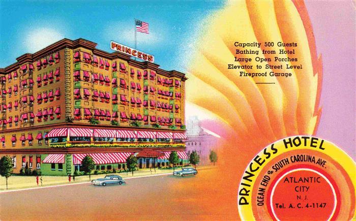 Atlantic City New Jersey USA Princess Hotel Illustration