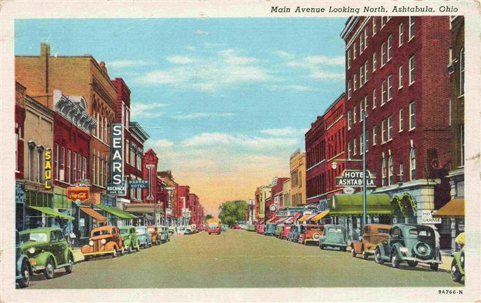 Ashtabula Ohio USA Main Avenue looking north Illustration