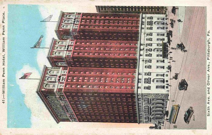 Pittsburgh Pennsylvania USA William Pen Hotel William Penn Place Litho