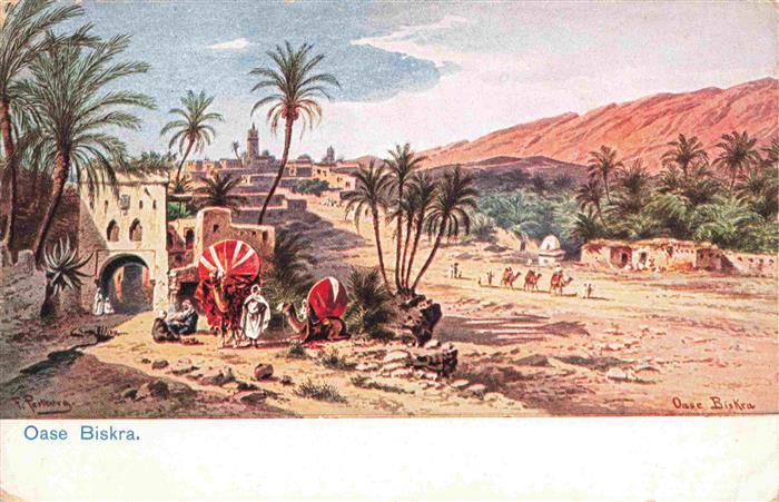 Biskra Algerie Oase Kuenstlerkarte Serie 752 Mittelmeer No. 6