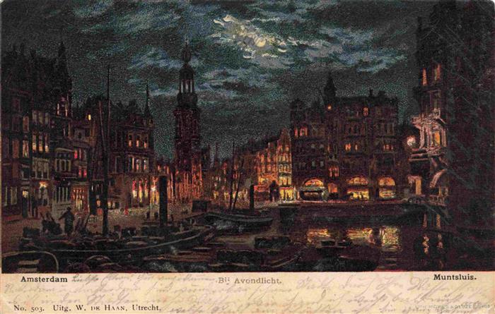 Amsterdam  NL Bij Avondlicht Mondscheinkarte