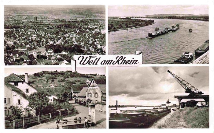 Weil am Rhein Luftaufnahme Binnenschifffhart Schiffskran Ortsansicht
