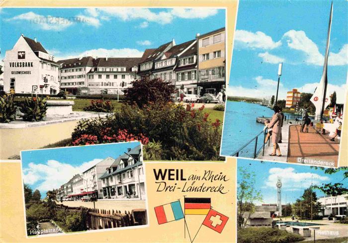 Weil am Rhein Motiv Stadtzentrum Volksbank Dreilaendereck Hauptstrasse Rathaus
