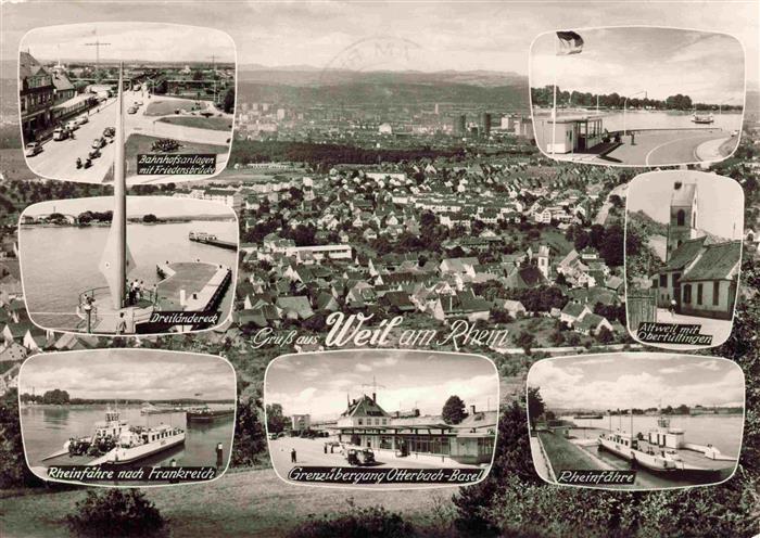 Weil am Rhein Luftaufnahme Bahnhofsanlagen Dreilaendereck Rheinfaehre Grenzueber