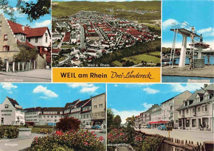 Weil am Rhein Luftaufnahme Staffelhaus Anlagen Volksbank Hauptstrasse Schwimmbad